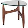 3_Ledell 23 3/4" Wide Walnut Ash Wood and Glass Modern Side Table more views