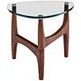 4_Ledell 23 3/4" Wide Walnut Ash Wood and Glass Modern Side Table more views