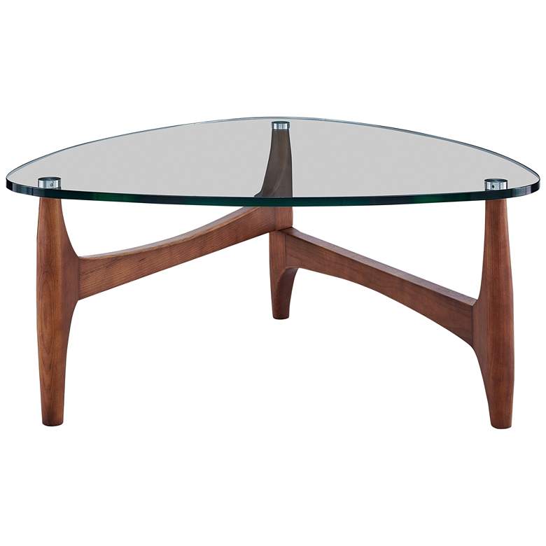 Image 1 Ledell 35 1/2" Wide Walnut Ash Wood and Glass Modern Coffee Table