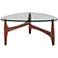 Ledell 35 1/2" Wide Walnut Ash Wood and Glass Modern Coffee Table