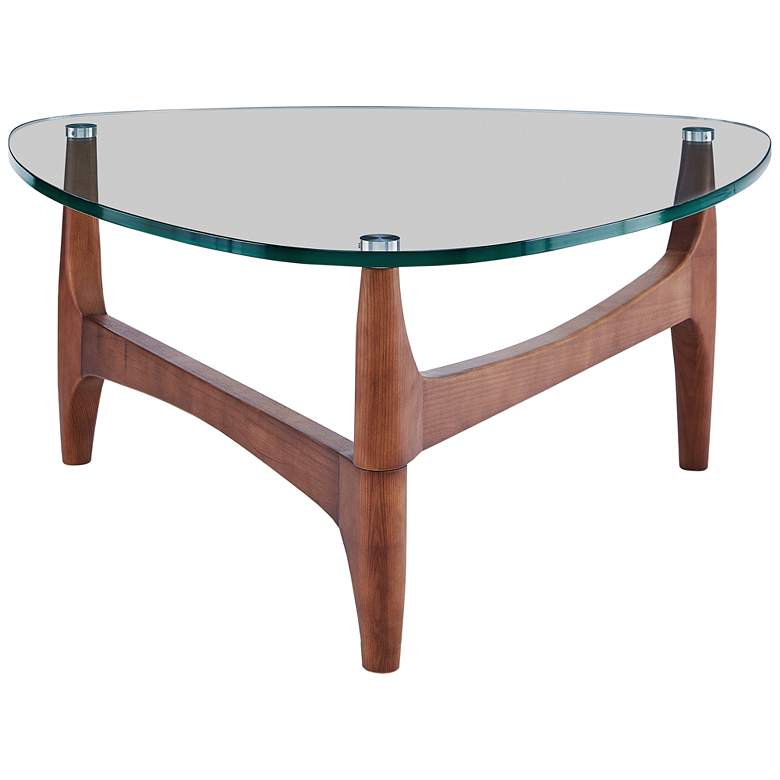 Image 2 Ledell 35 1/2" Wide Walnut Ash Wood and Glass Modern Coffee Table more views