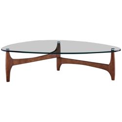 Ledell 52 1/4" Wide Walnut Ash Wood and Glass Modern Coffee Table