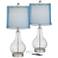 Ledger Clear Glass Blue Shade Accent USB Table Lamp Set of 2