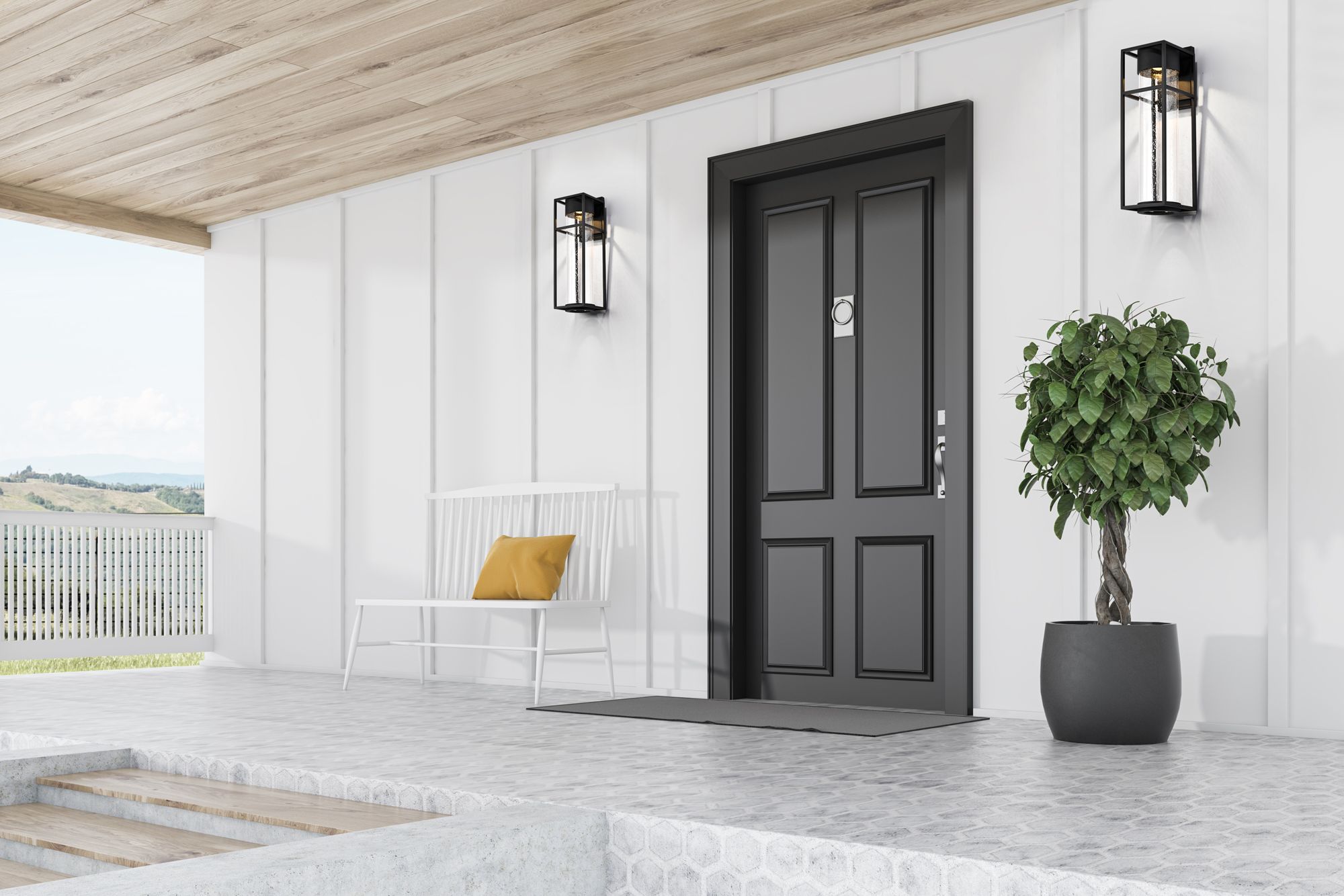 Ledges; 10W LED; Large Wall Lantern; Matte Black with Clear Seeded Glass