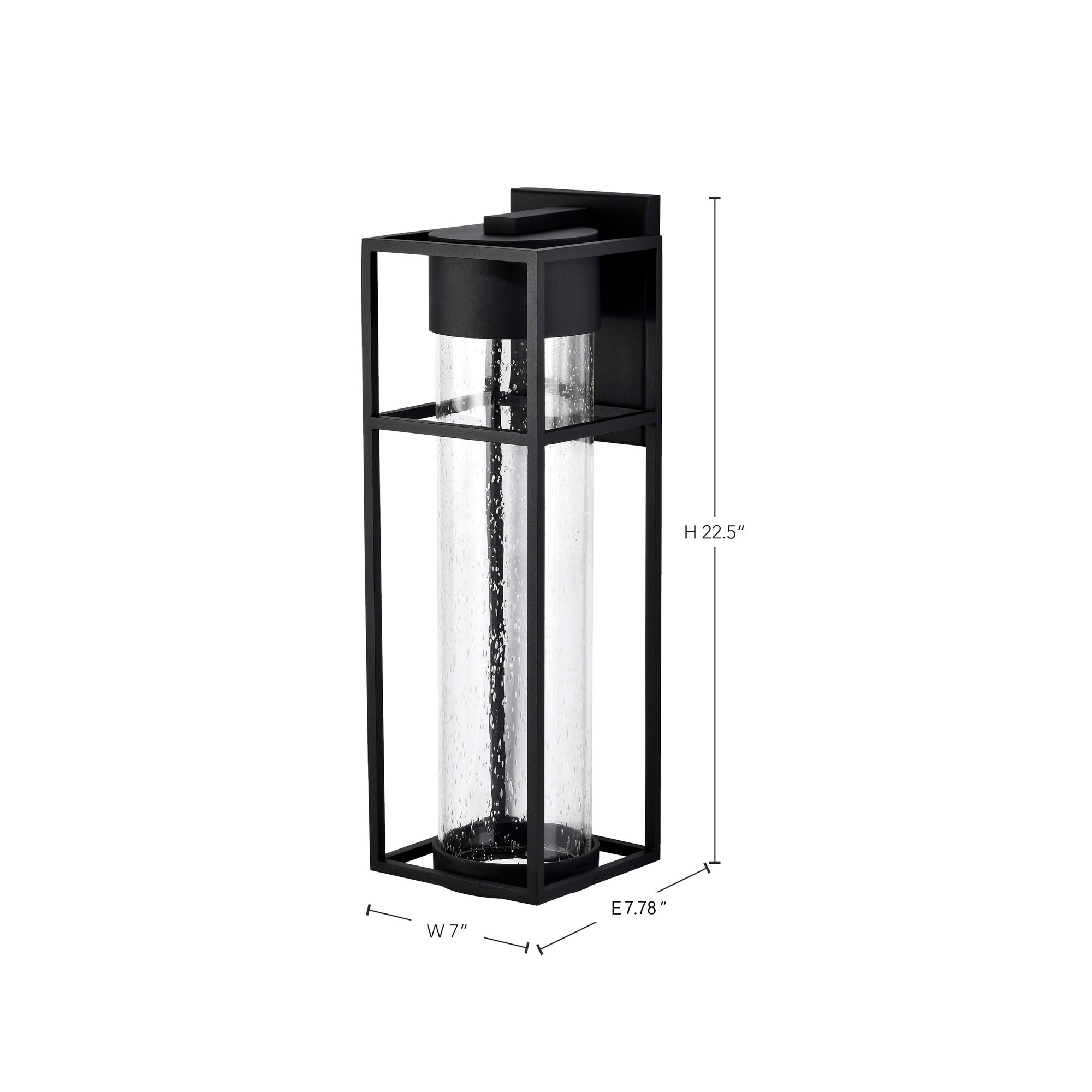 Ledges; 10W LED; Large Wall Lantern; Matte Black with Clear Seeded Glass