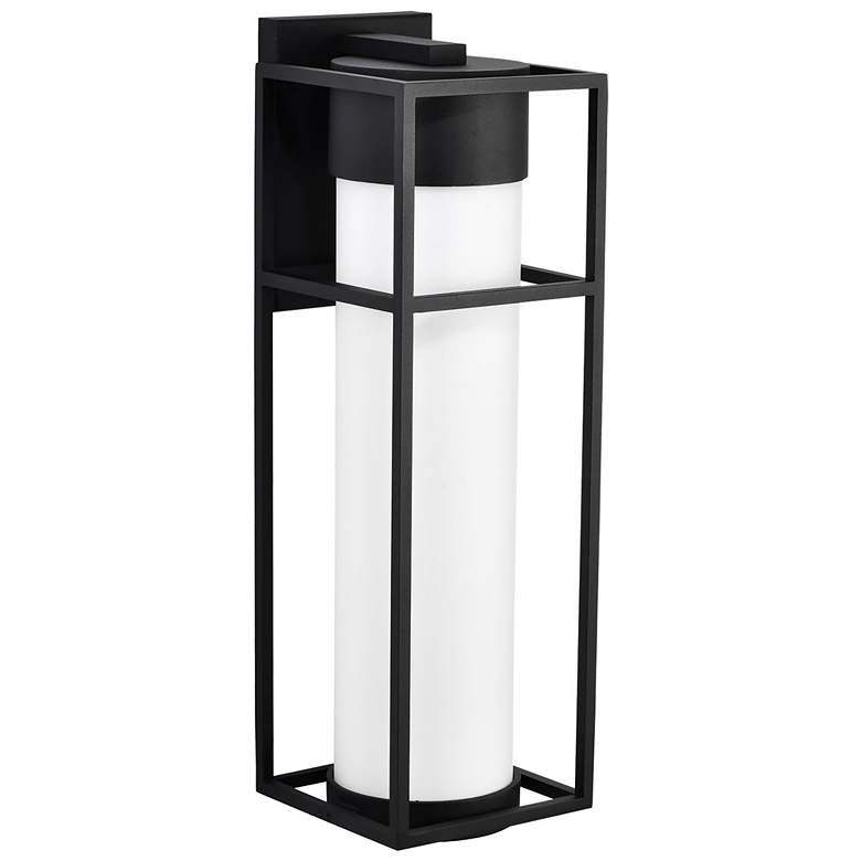 Image 1 Ledges; 10W LED; Large Wall Lantern; Matte Black with White Opal Glass