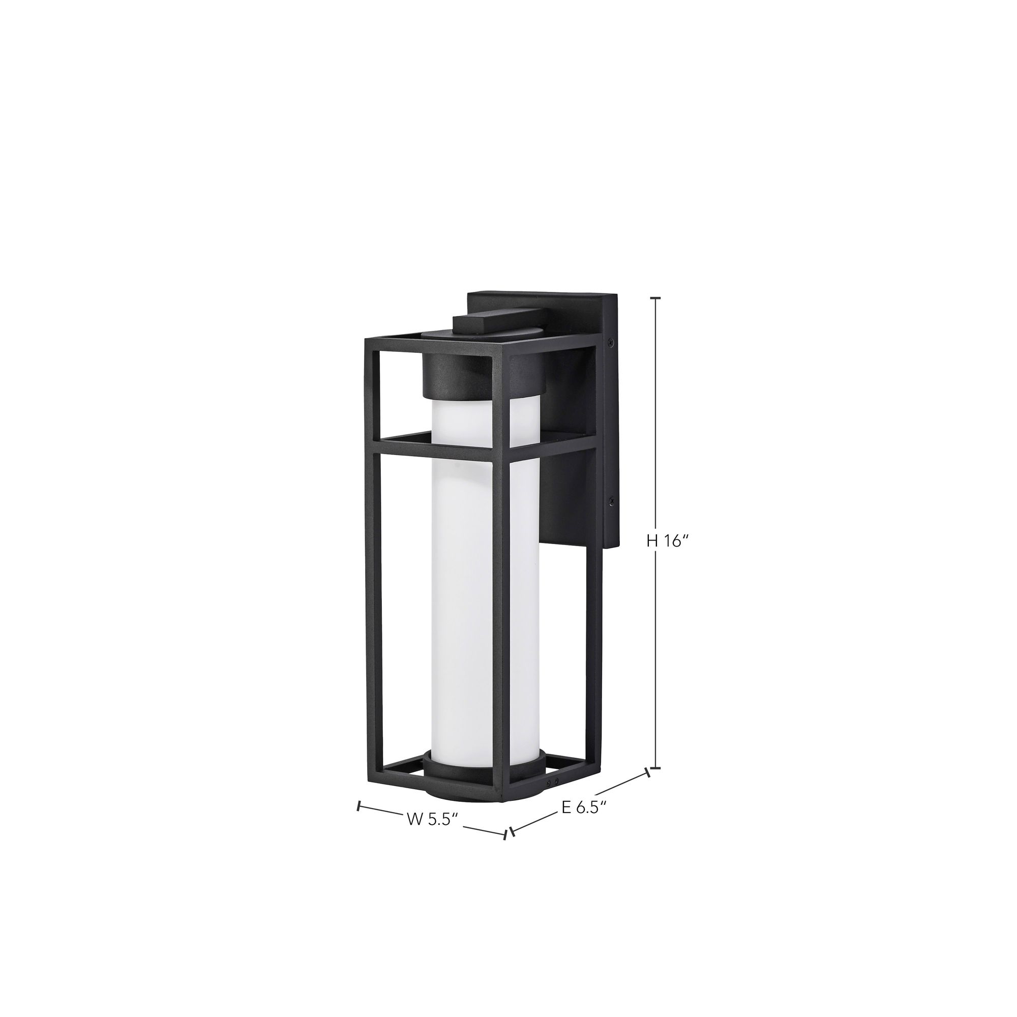 Ledges; 6W LED; Medium Wall Lantern; Matte Black with White Opal Glass