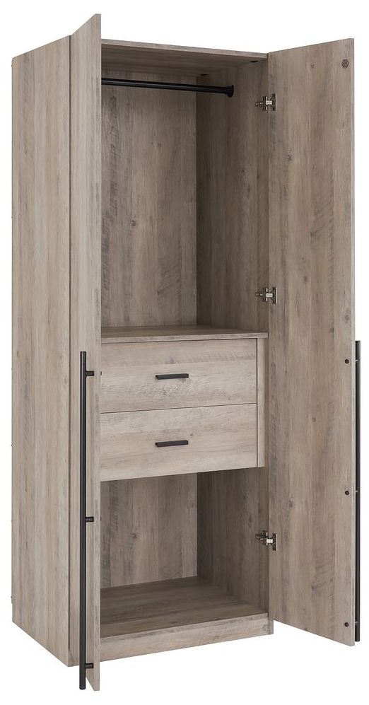 Lee 2-Piece Module Wardrobe 1.0 & 2.0 Closet in Rustic Grey