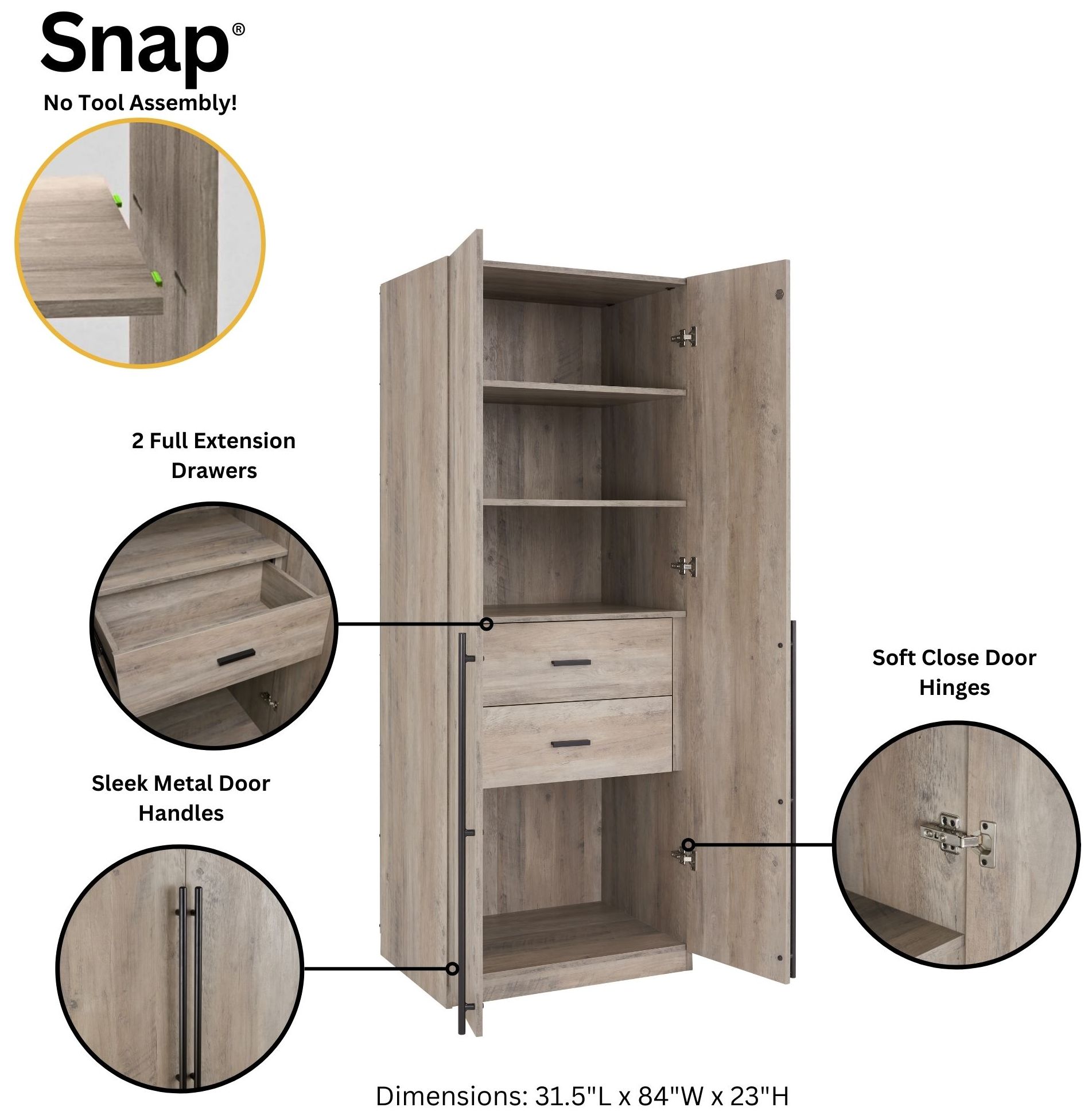 Image 5 Lee 2-Piece Module Wardrobe 1.0 & 2.0 Closet in Rustic Grey more views