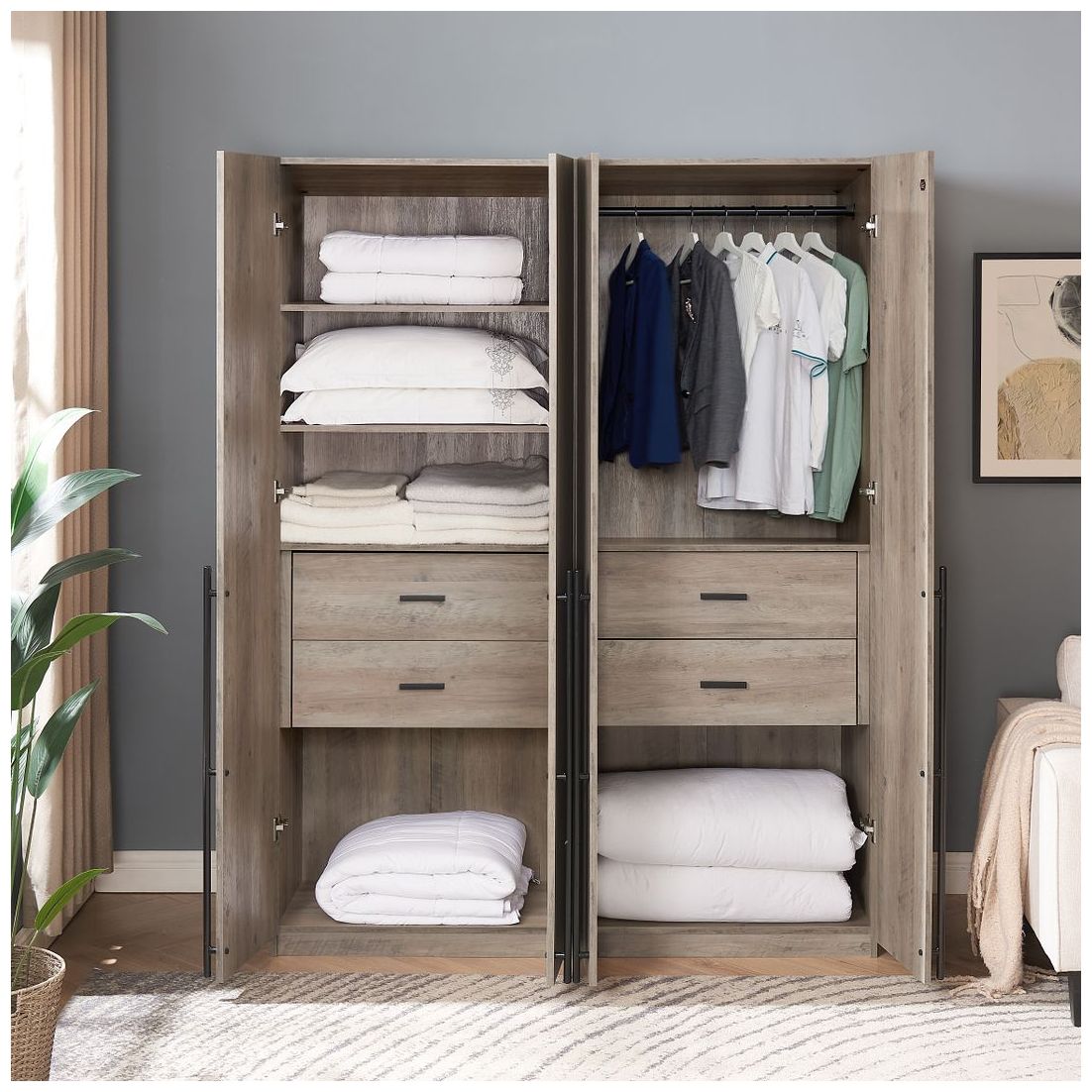 Image 7 Lee 2-Piece Module Wardrobe 1.0 & 2.0 Closet in Rustic Grey more views