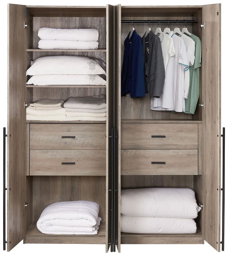 Lee 2-Piece Module Wardrobe 1.0 & 2.0 Closet in Rustic Grey