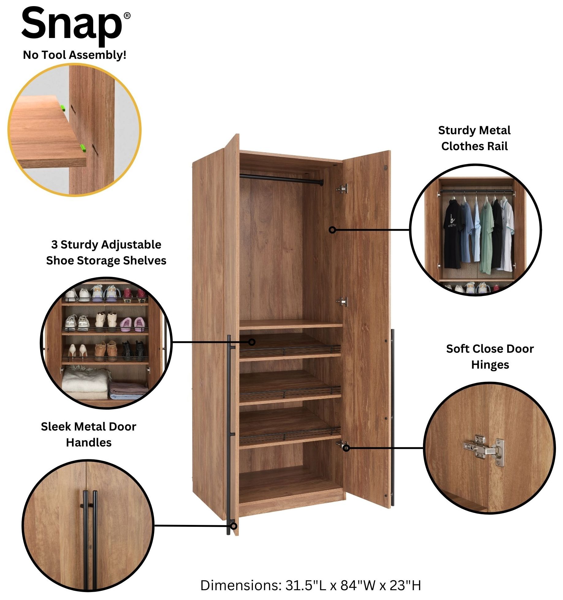 Image 6 Lee 2-Piece Module Wardrobe 1.0 & 3.0 Closet in Golden Brown more views
