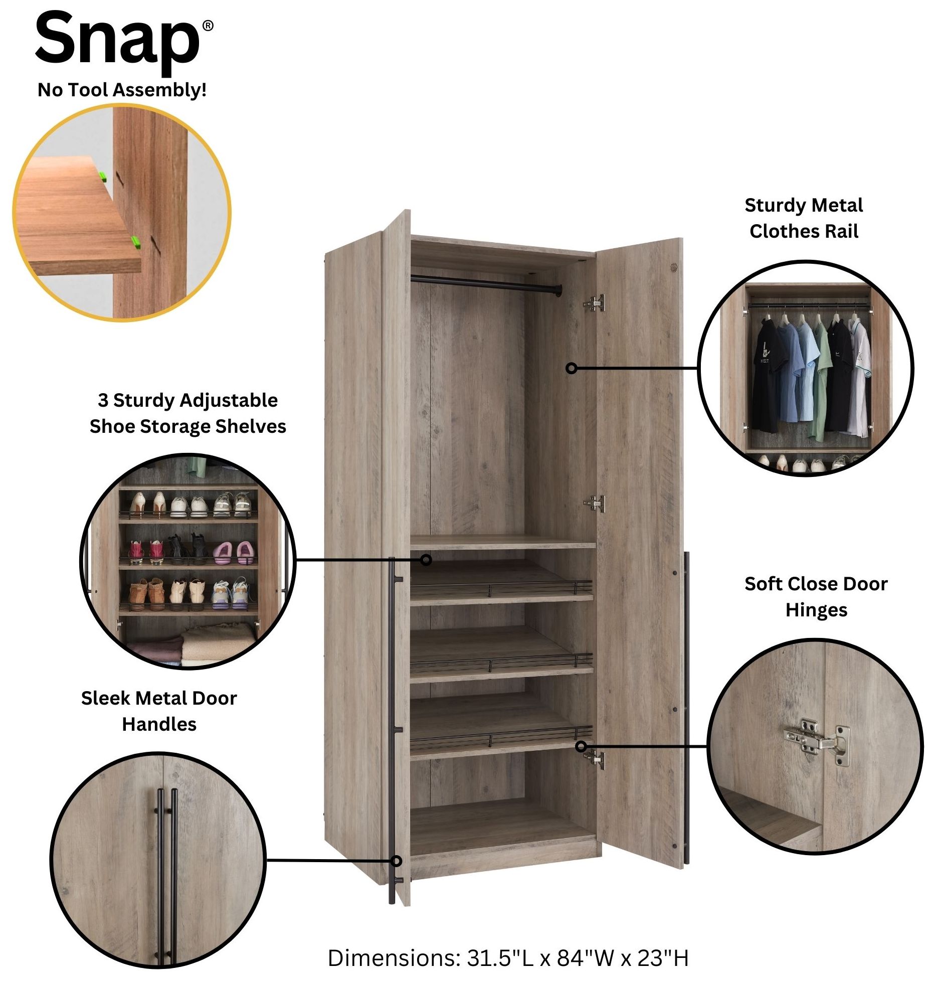 Image 6 Lee 2-Piece Module Wardrobe 1.0 & 3.0 Closet in Rustic Grey more views