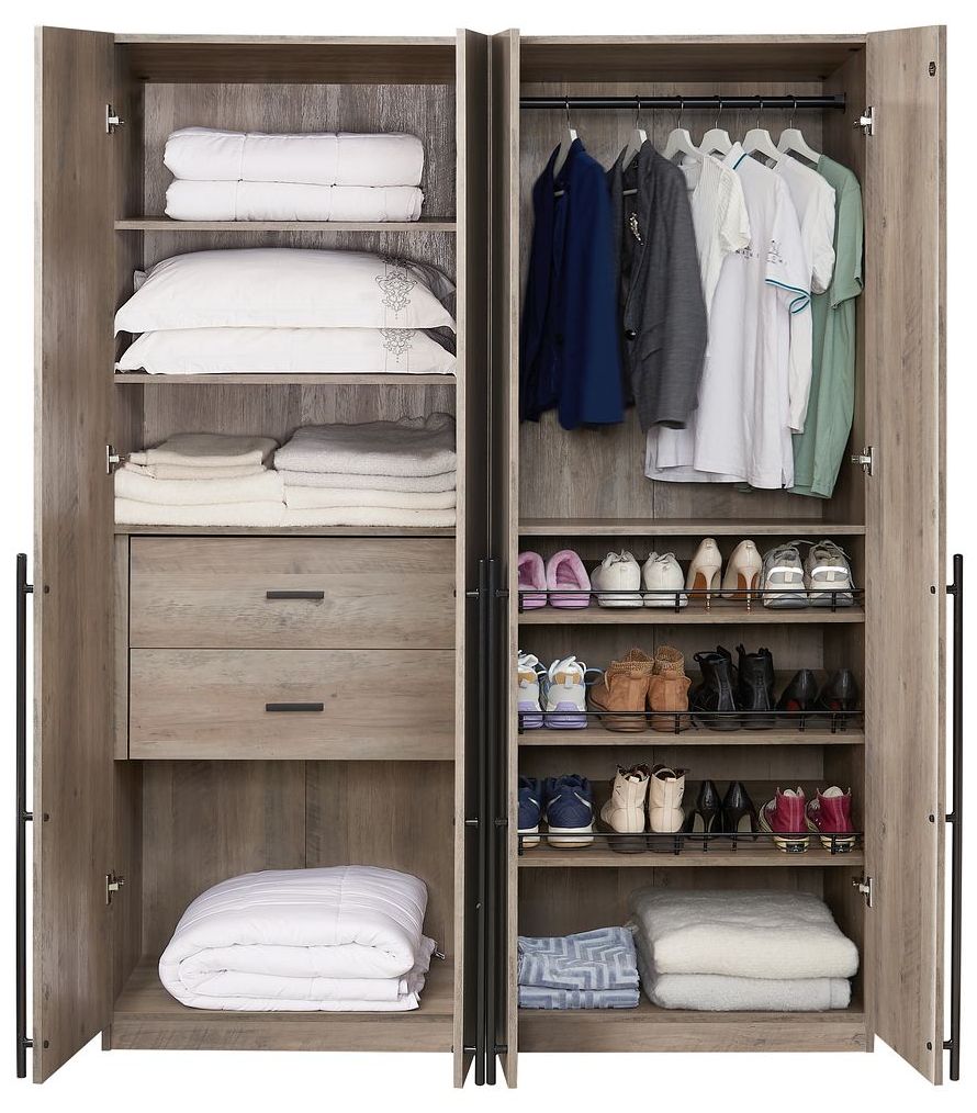 Lee 2-Piece Module Wardrobe 1.0 & 3.0 Closet in Rustic Grey