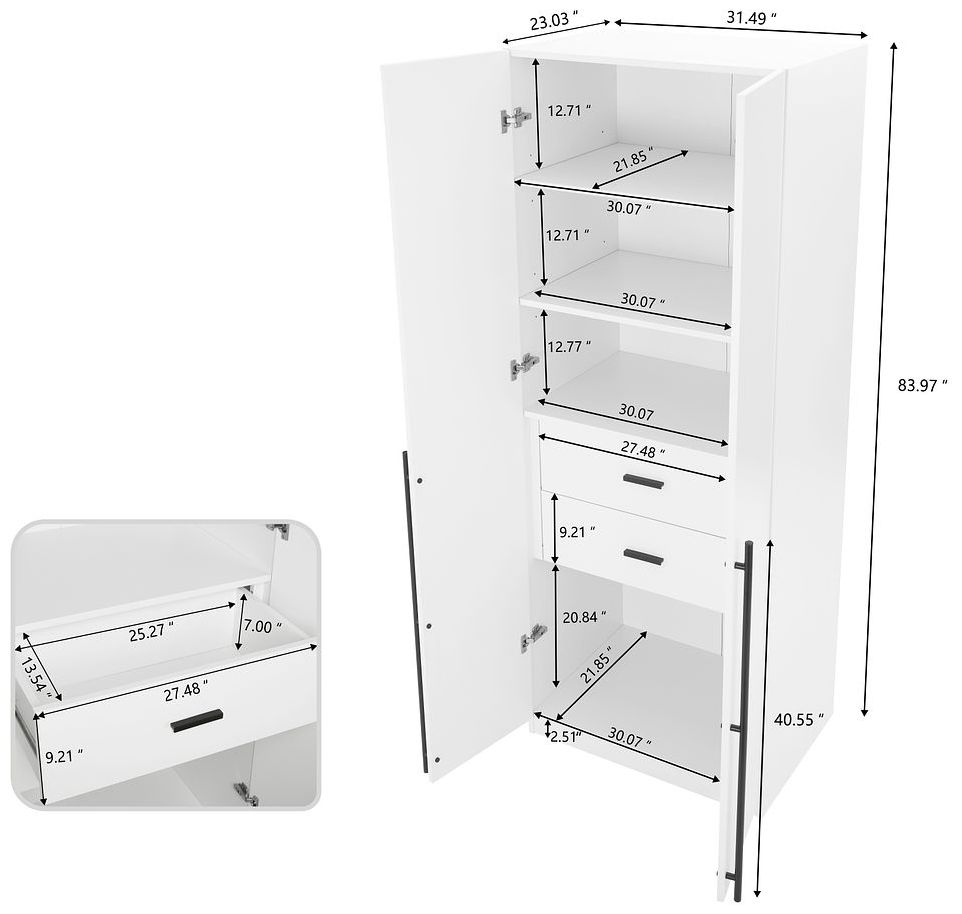 Image 3 Lee 2-Piece Module Wardrobe 1.0 & 3.0 Closet in White more views