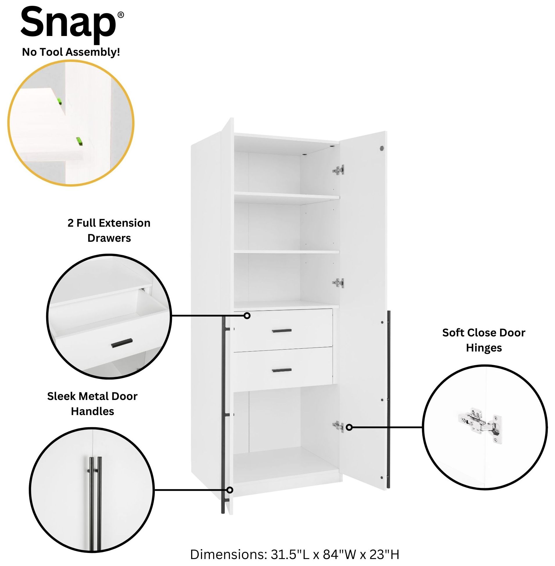 Image 5 Lee 2-Piece Module Wardrobe 1.0 & 3.0 Closet in White more views
