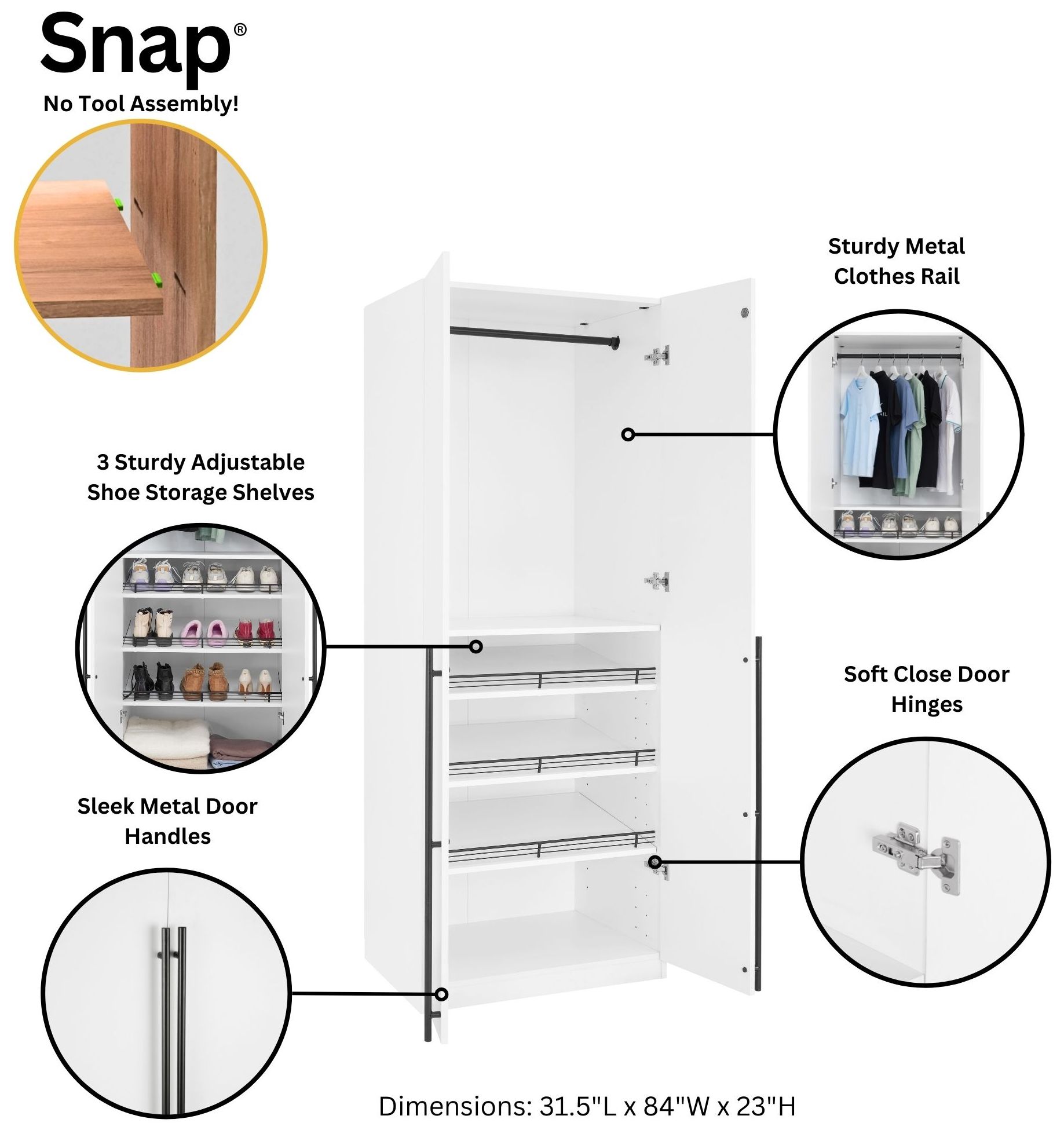 Image 6 Lee 2-Piece Module Wardrobe 1.0 & 3.0 Closet in White more views