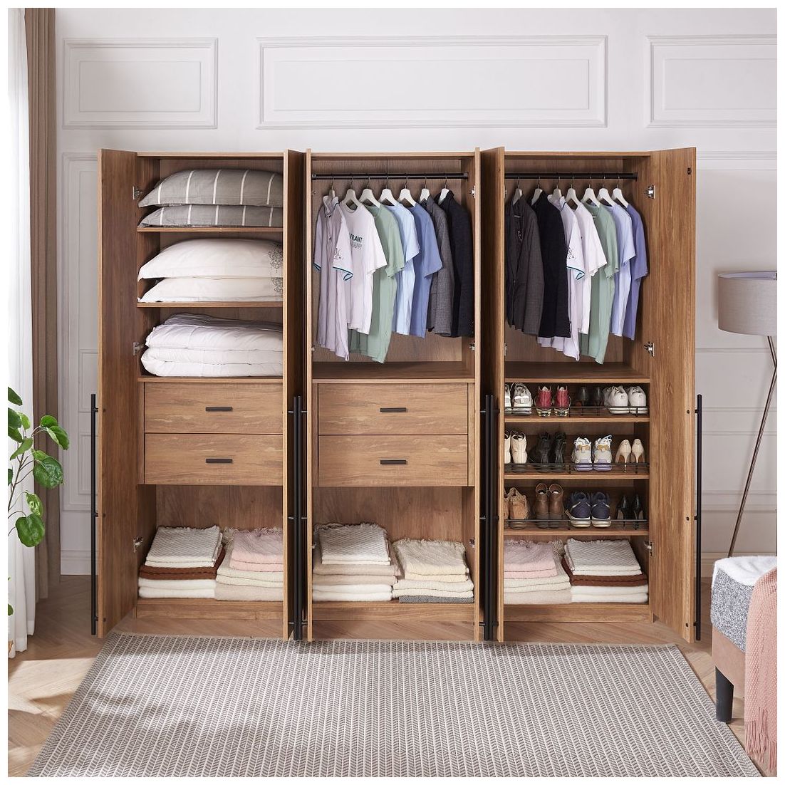 Lee 3-Piece Module Wardrobe Closet in Golden Brown