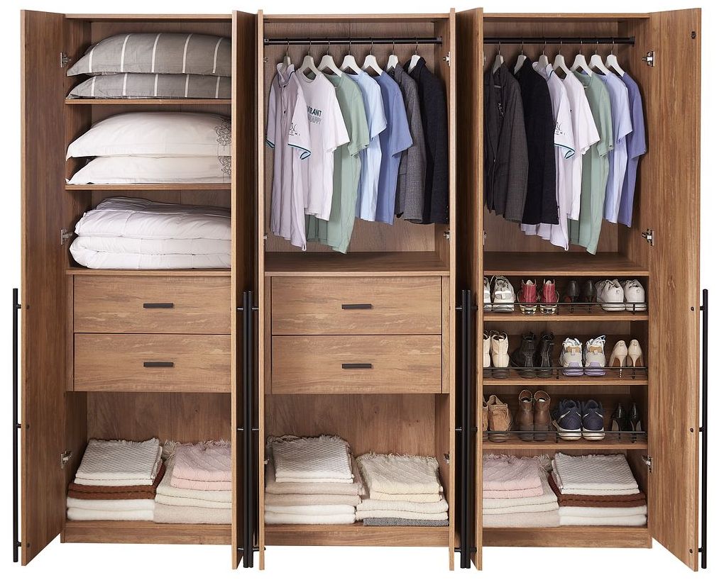 Lee 3-Piece Module Wardrobe Closet in Golden Brown