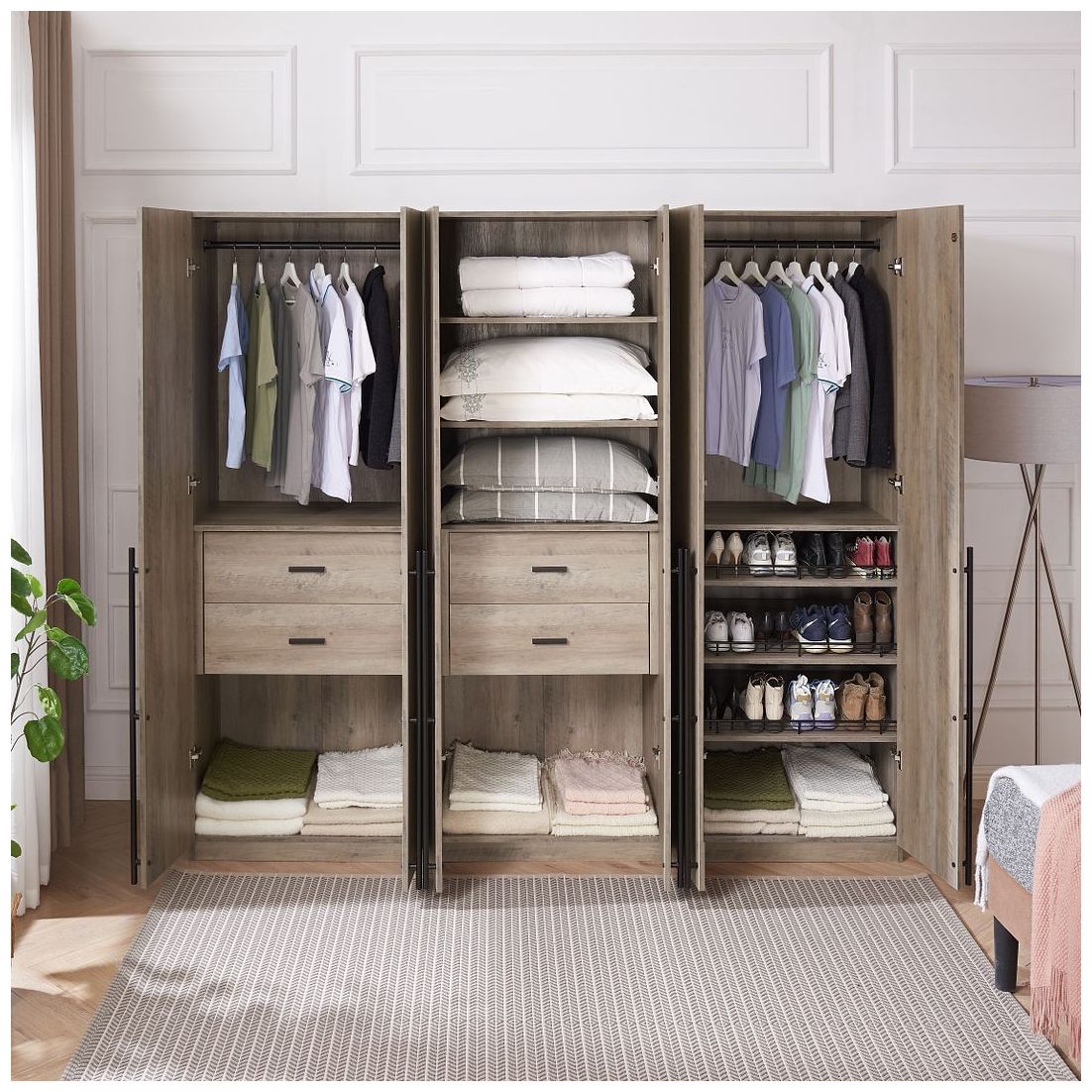 Lee 3-Piece Module Wardrobe Closet in Rustic Grey