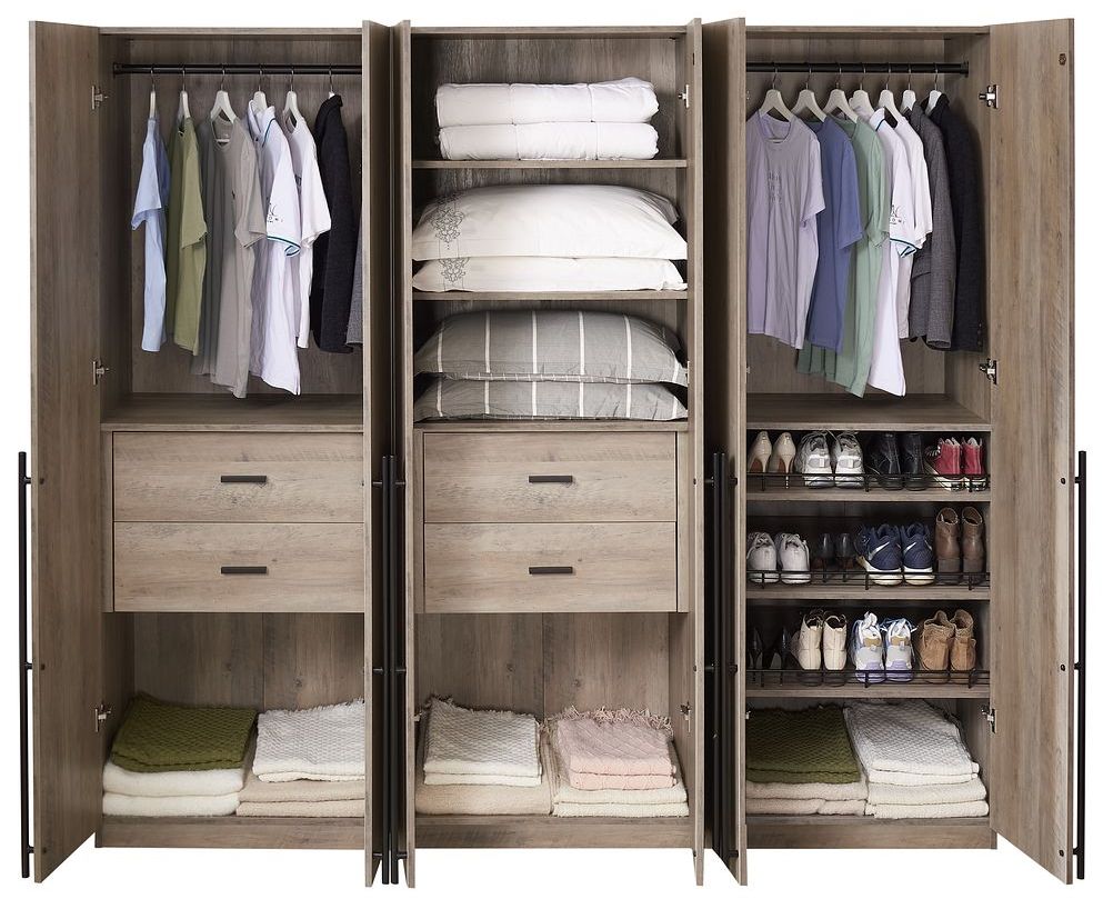 Lee 3-Piece Module Wardrobe Closet in Rustic Grey