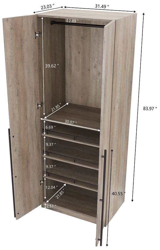 Image 3 Lee Wardrobe Closet 3.0 in Rustic Grey more views