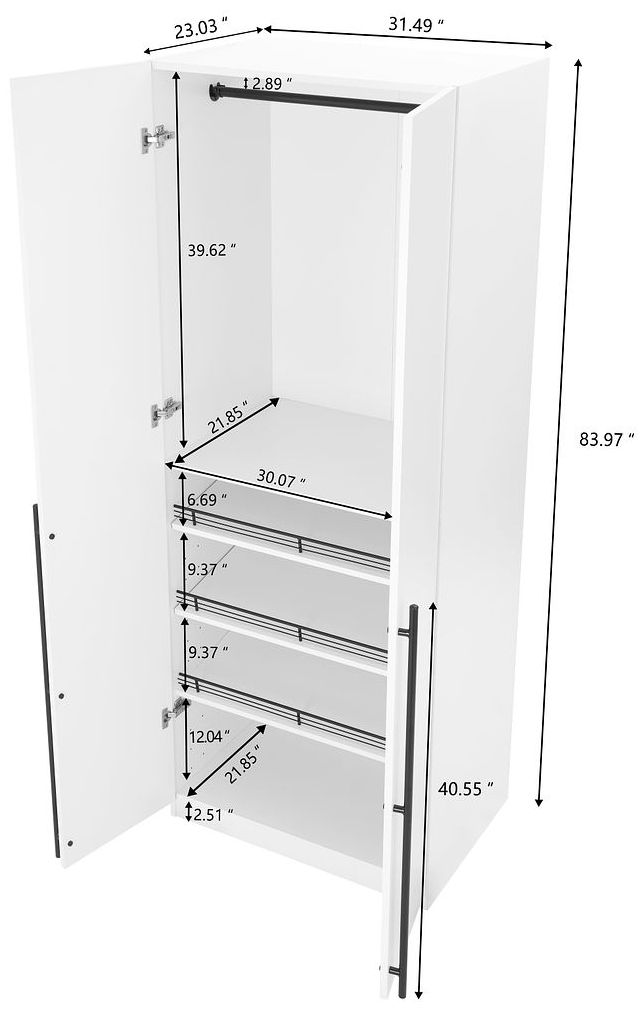 Image 3 Lee Wardrobe Closet 3.0 in White - Set of 2 more views