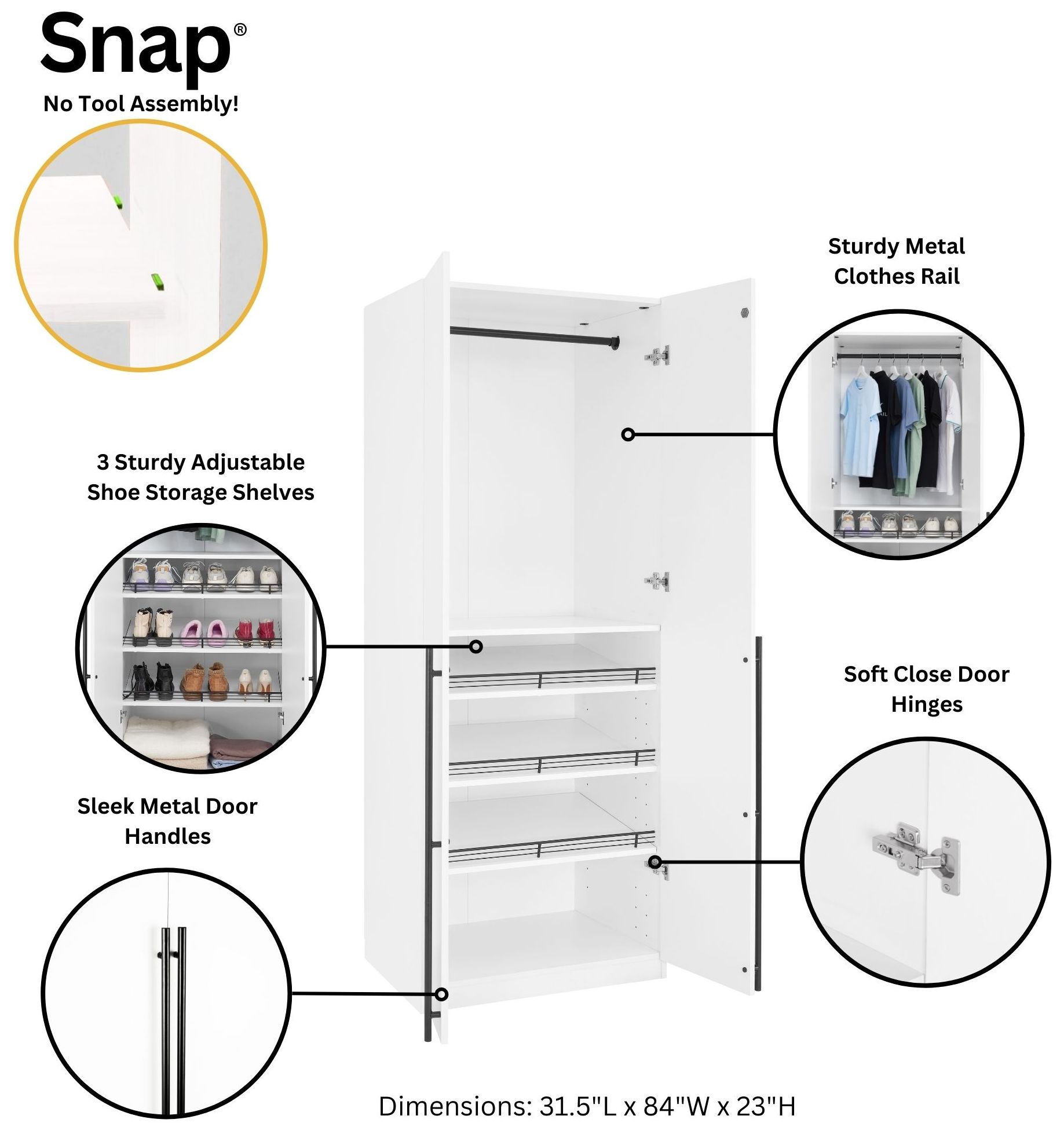 Image 4 Lee Wardrobe Closet 3.0 in White more views