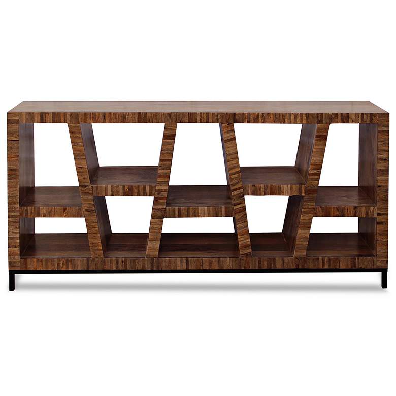 Image 2 Leeds Bookcase - Dark Walnut Finish - Iron Base more views