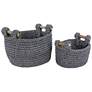 Leela Gray Fabric Storage Baskets w/ Handles Set of 2