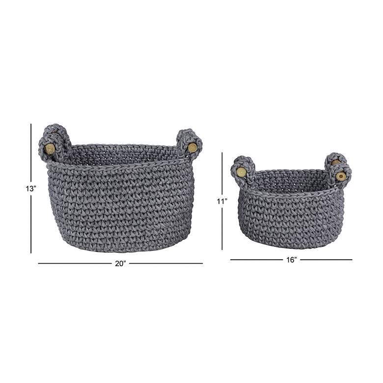 Image 5 Leela Gray Fabric Storage Baskets w/ Handles Set of 2 more views