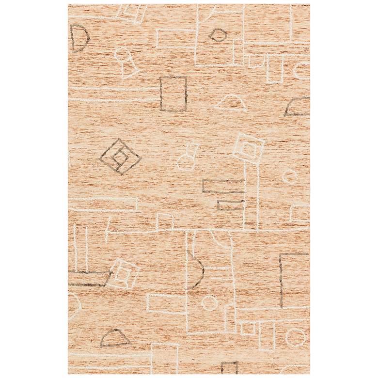 Image 1 Leela LEE-05 5'x7'6" Terracotta and Natural Wool Area Rug