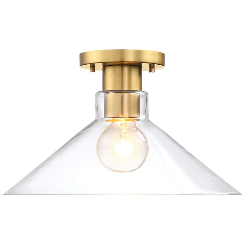 Image 1 Leena 14 in. 1-Light Brushed Gold Modern Semi Flush Mount