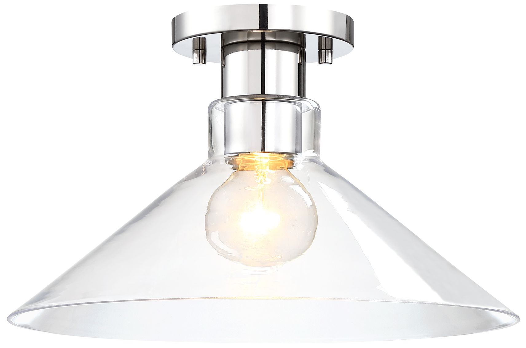 Image 3 Leena 14 in. 1-Light Polished Nickel Modern Semi Flush Mount more views