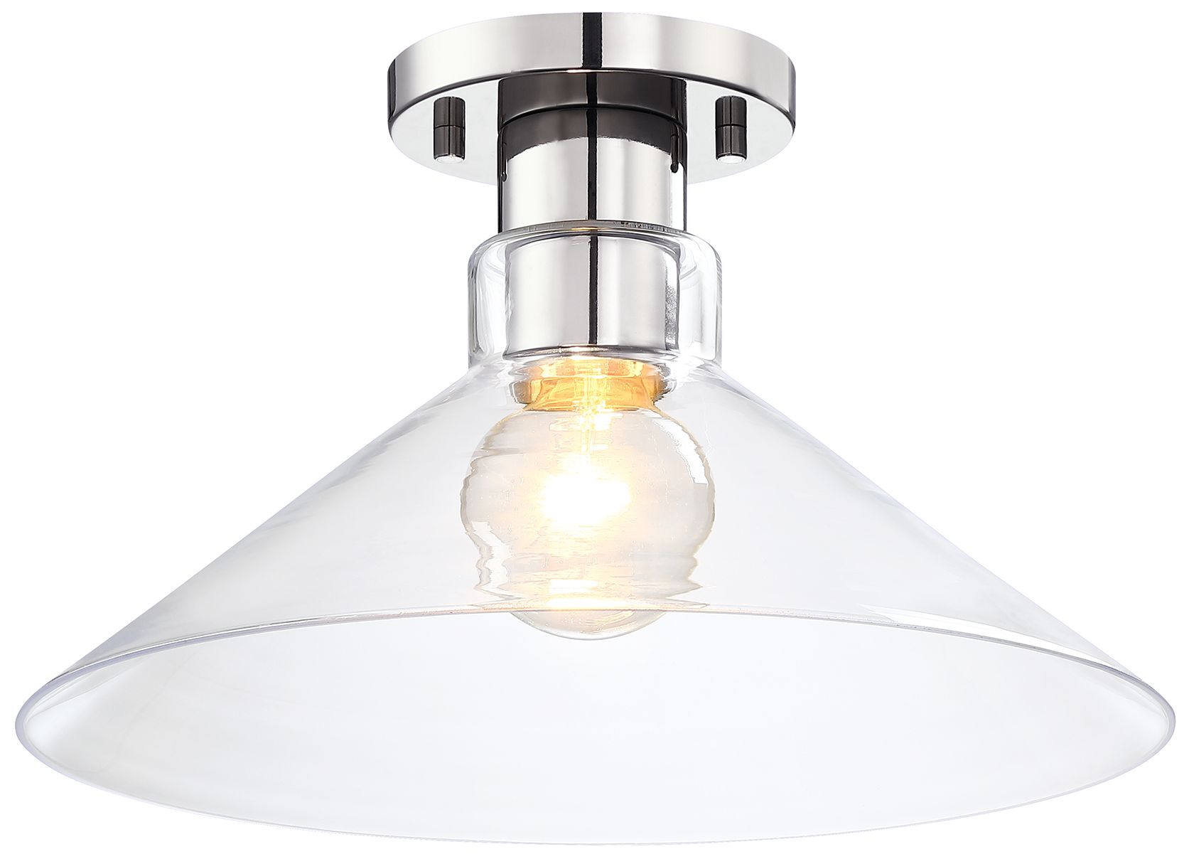 Image 4 Leena 14 in. 1-Light Polished Nickel Modern Semi Flush Mount more views