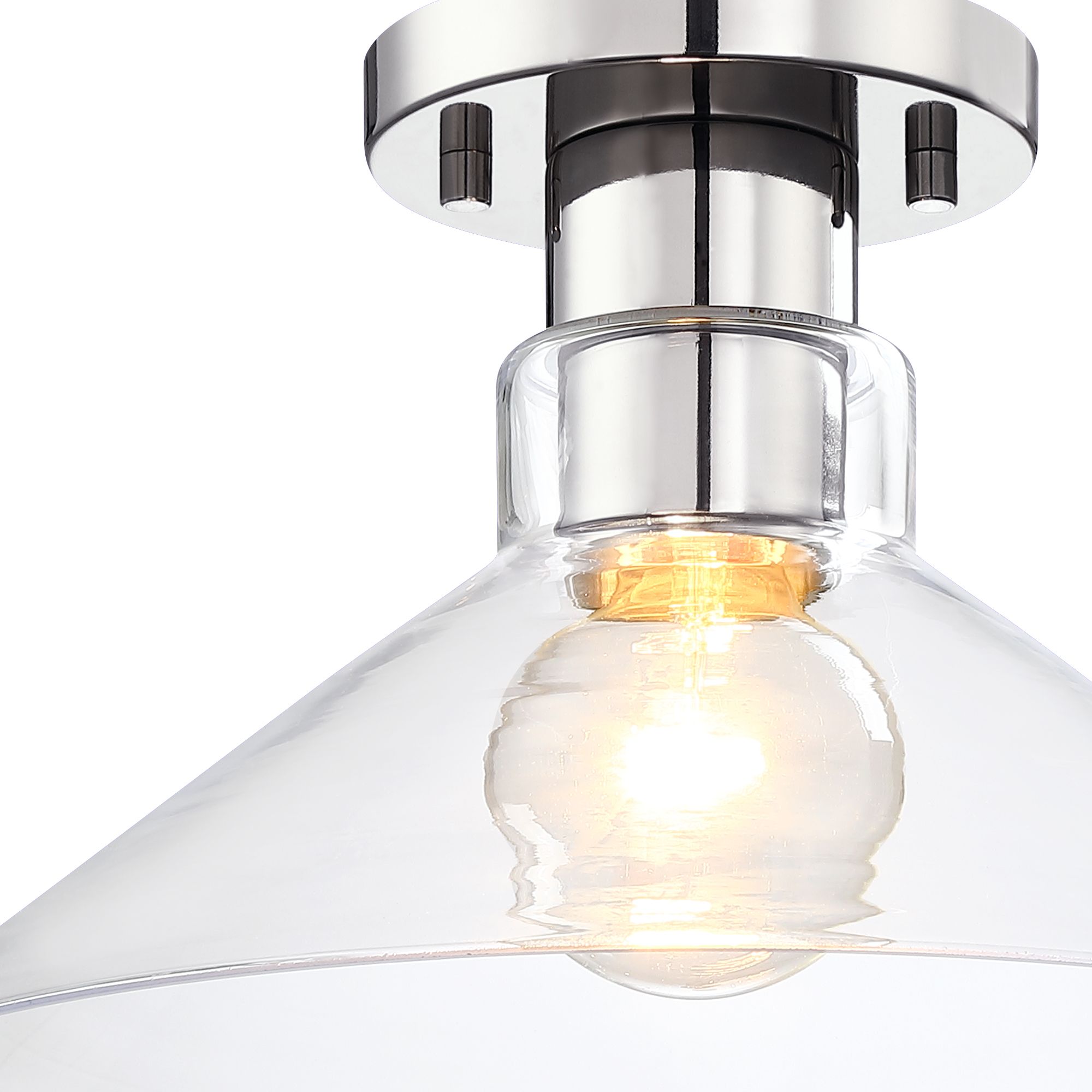 Image 5 Leena 14 in. 1-Light Polished Nickel Modern Semi Flush Mount more views