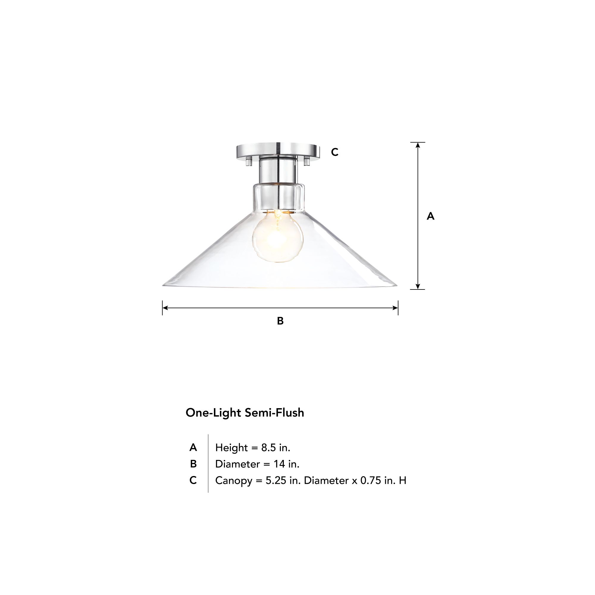 Image 6 Leena 14 in. 1-Light Polished Nickel Modern Semi Flush Mount more views