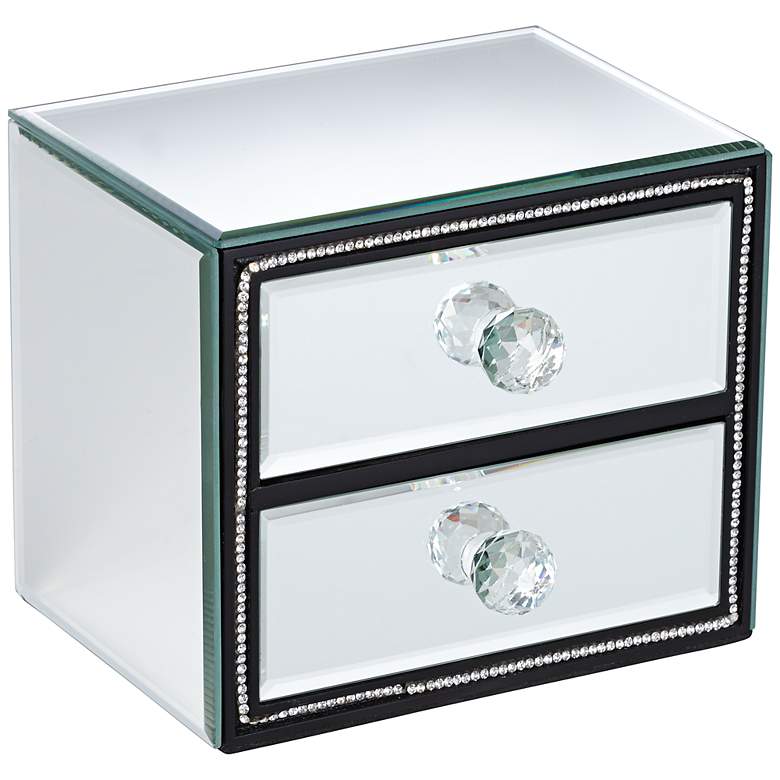 Image 1 Leeza 6 1/4" Wide 2-Drawer Mirrored Jewelry Box