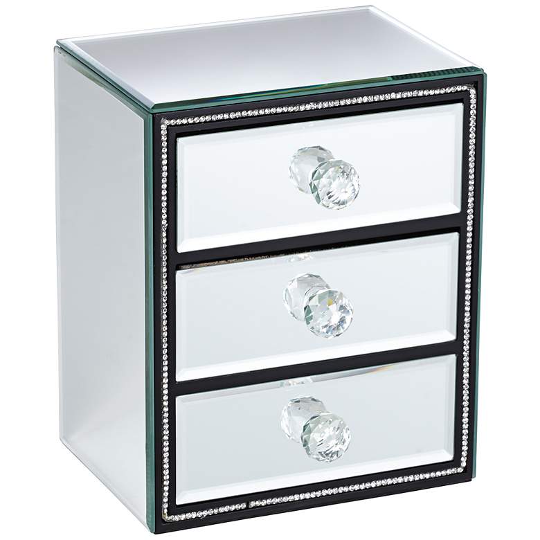 Image 1 Leeza 7 1/2 inch High 3-Drawer Mirrored Jewelry Box
