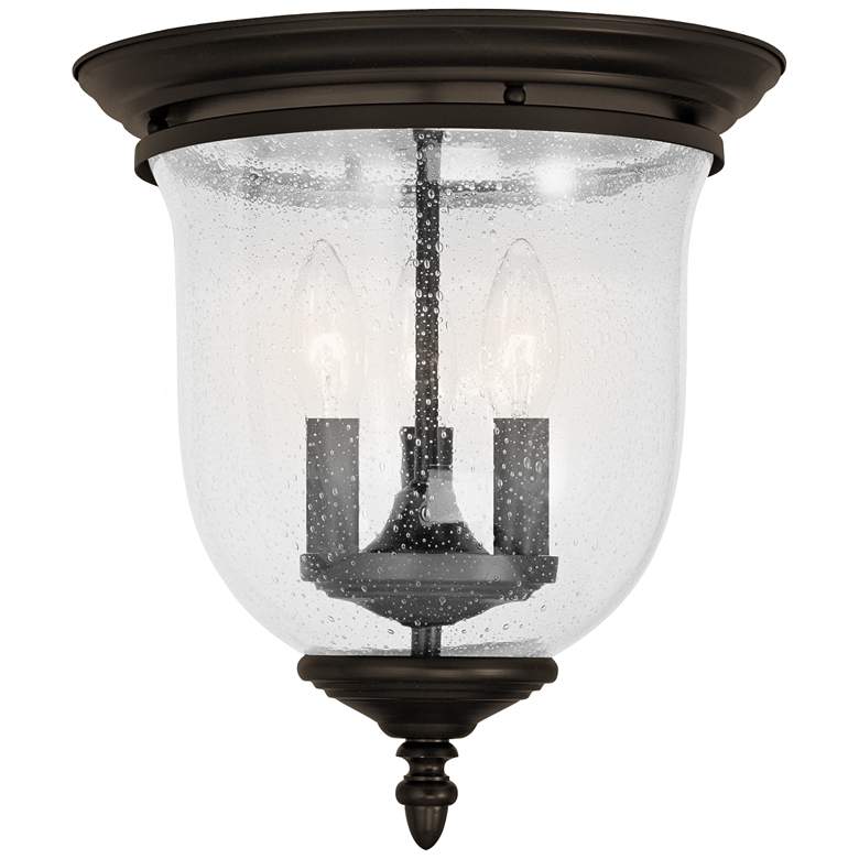 Image 2 Legacy 11 1/2 inch Wide Bronze and Seeded Glass Bowl 3-Light Ceiling Light