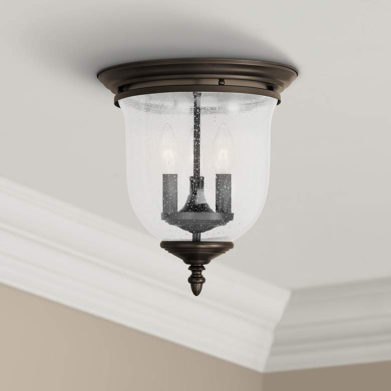Image 1 Legacy 11 1/2" Wide Bronze and Seeded Glass Bowl 3-Light Ceiling Light