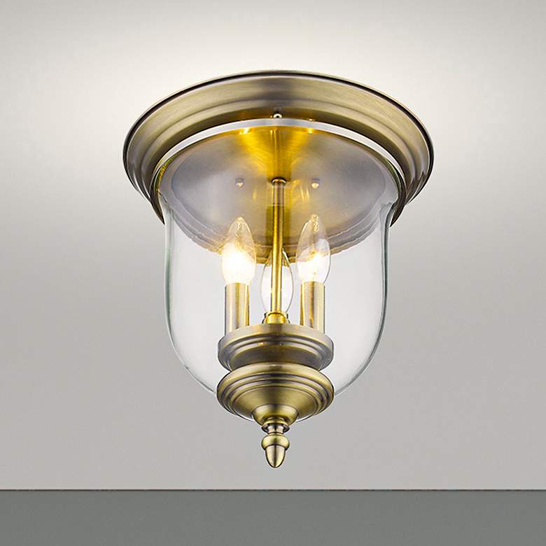 Image 1 Legacy 11 1/4" Wide Antique Brass 3-Light Ceiling Light