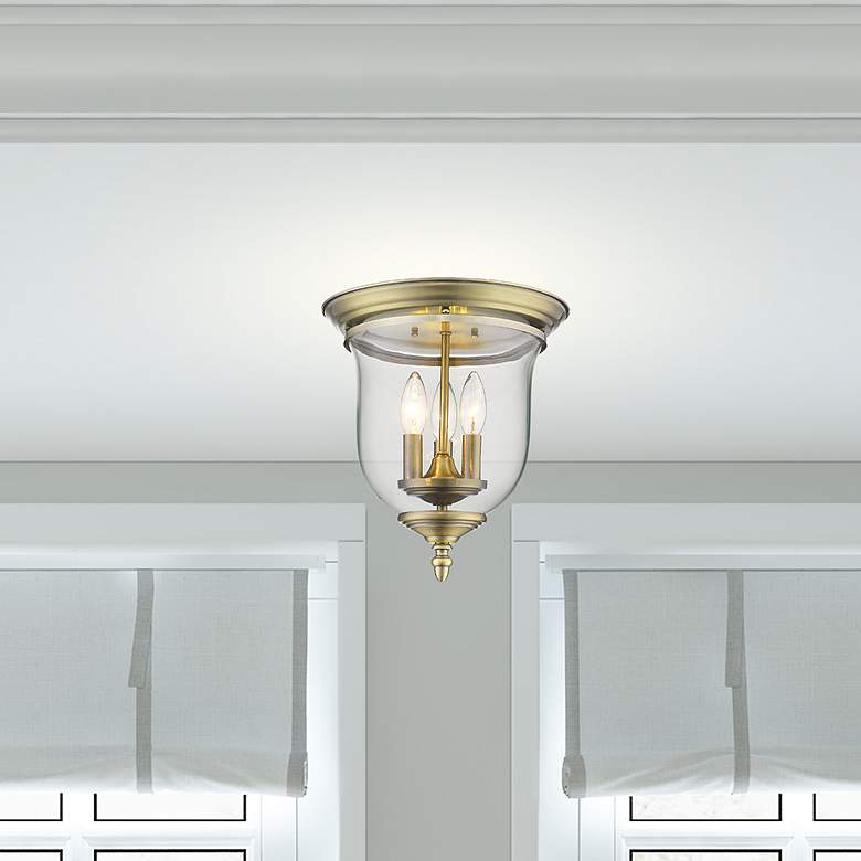 Image 6 Legacy 11 1/4" Wide Antique Brass 3-Light Ceiling Light more views