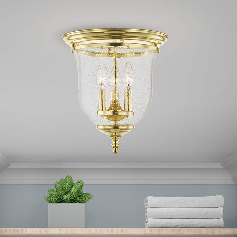 Image 1 Legacy 11 1/4" Wide Polished Brass 3-Light Ceiling Light
