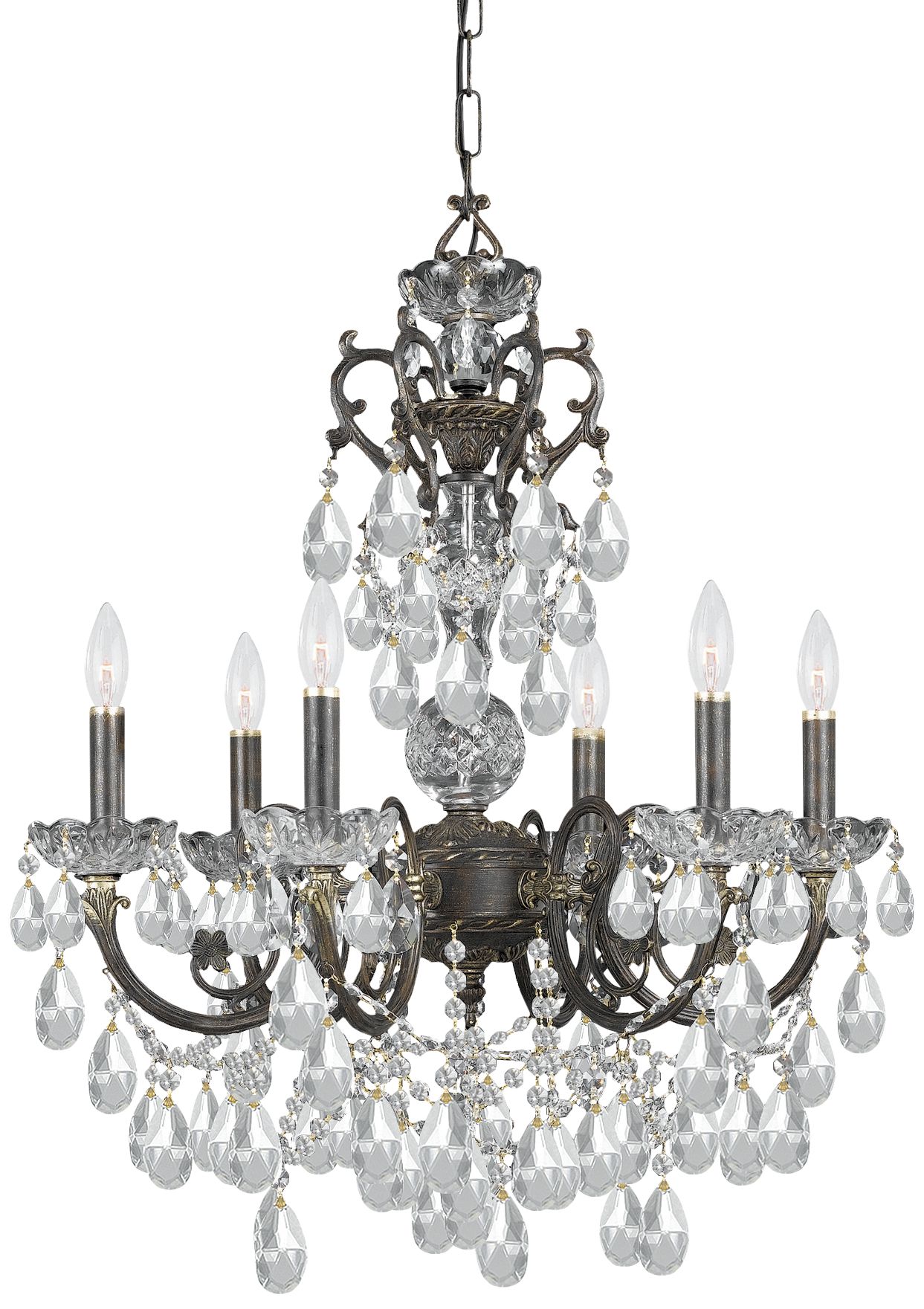Legacy 23" Wide English Bronze 6-Light Crystal Chandelier