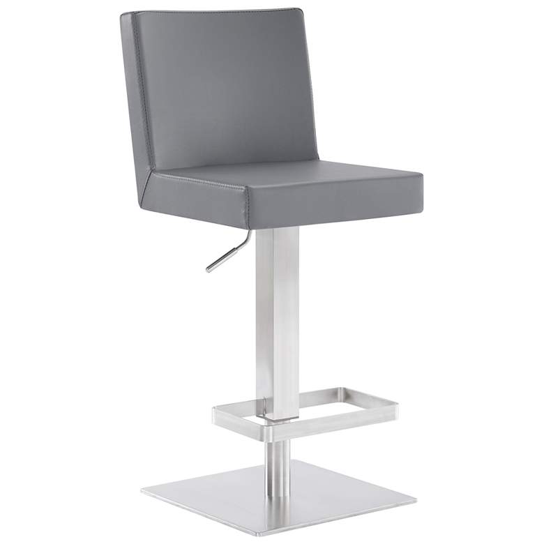 Image 1 Legacy Adjustable Swivel Barstool in Brushed Stainless Steel Finish, Gray