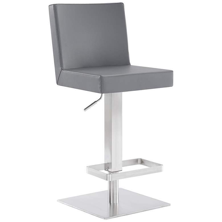 Image 2 Legacy Adjustable Swivel Barstool in Brushed Stainless Steel Finish, Gray