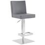 Legacy Adjustable Swivel Barstool in Brushed Stainless Steel Finish, Gray