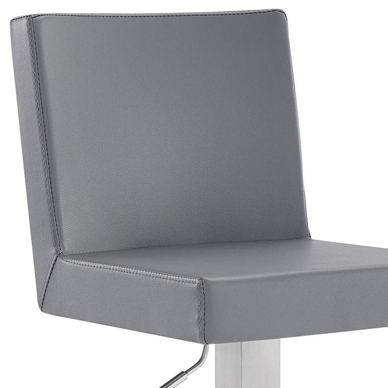 Image 3 Legacy Adjustable Swivel Barstool in Brushed Stainless Steel Finish, Gray more views