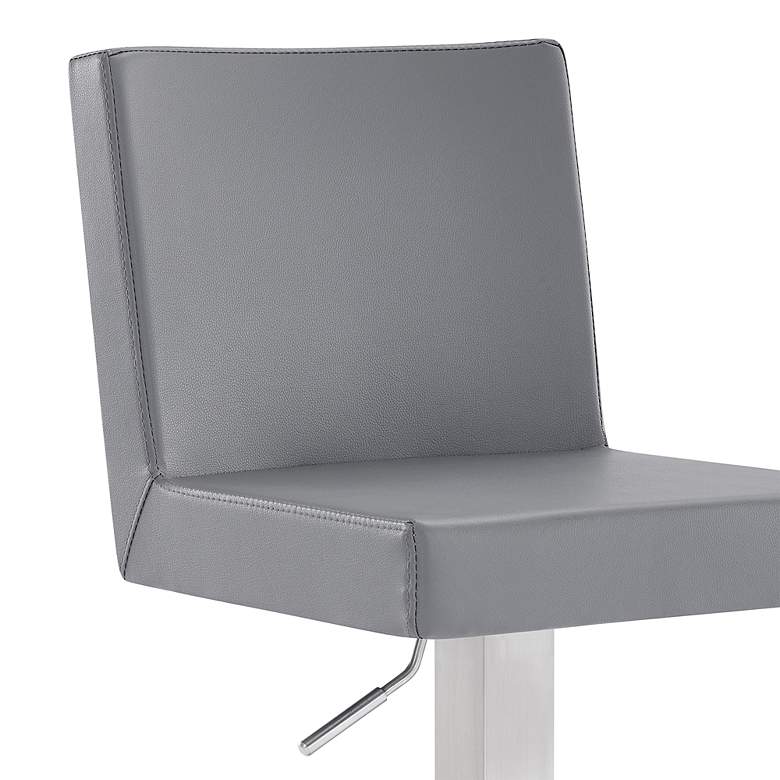 Image 5 Legacy Adjustable Swivel Barstool in Brushed Stainless Steel Finish, Gray more views